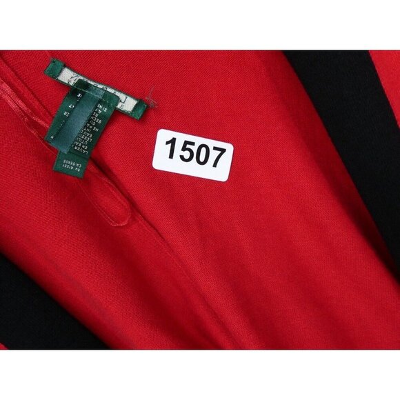 Lauren Ralph Lauren Wrap Poncho Wool blend Cape Size S/M Red Black Color Block‎ - Picture 6 of 6
